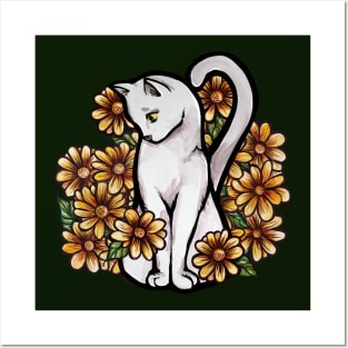 white cat Posters and Art